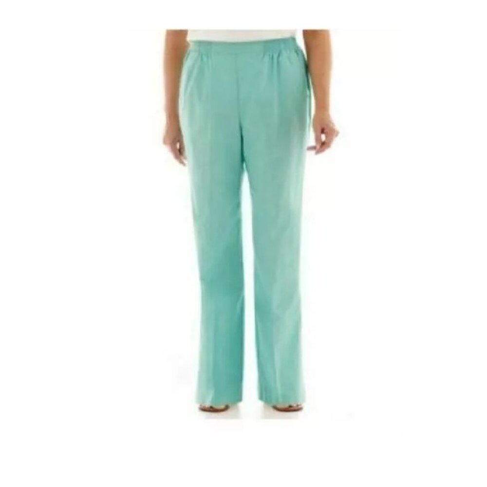 Women's Pants Alfred Dunner St Marten Pull On Seafoam size 8 short NEW